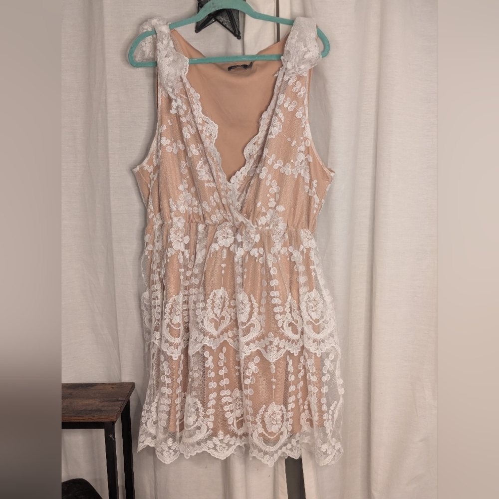 PLUS SIZE BRIDAL Lace Overlay Sleeveless Dress BOOHOO